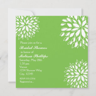 Spring Modern Lime Green White Floral Invitation