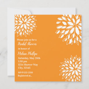 Spring Modern Orange & White Floral Bridal Shower Invitation