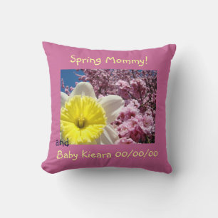 Spring Mommy! pillow Baby Name Birth Date Blossoms
