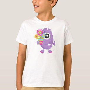 Spring Monster, Purple Monster, Colourful Flowers T-Shirt