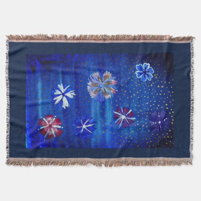 Spring Mood Flowers Drawing Throw Blanket (Front)