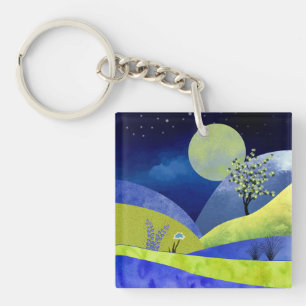 Spring Moonrise Keychain