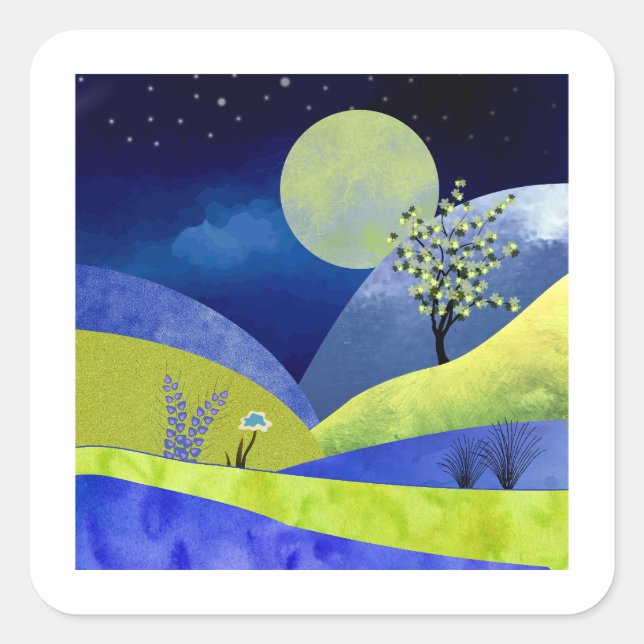 Spring Moonrise Square Sticker (Front)
