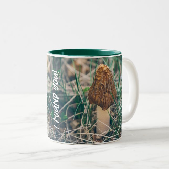 Spring Morel Mushroom Two-Tone Coffee Mug (Front Right)