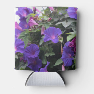 Spring Morning Glories in Blue Can Cooler