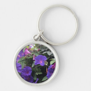 Spring Morning Glories in Blue Keychain
