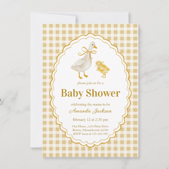 Spring Mother Goose and Gosling Baby Shower  Invitation (Front)