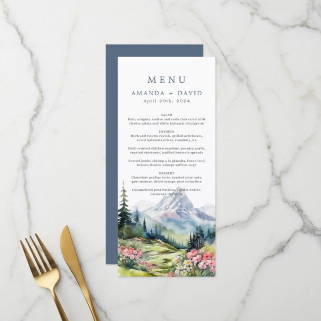Spring Mountains Floral Wedding Menu (Front/Back In Situ)