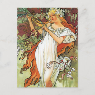 Spring, Mucha Postcard