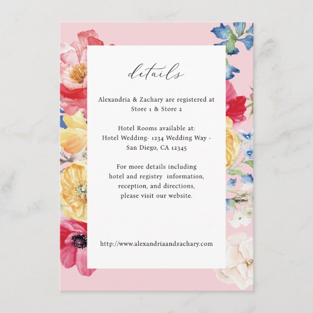 Spring Multi Colour Florals Details - Pink Enclosure Card (Front)
