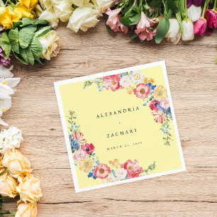 Spring Multi Colour Florals Napkins - Yellow