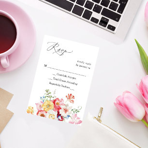 Spring Multi Colour Florals no Meal RSVP Card