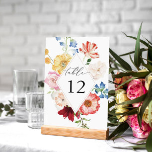 Spring Multi Colour Florals Table Number
