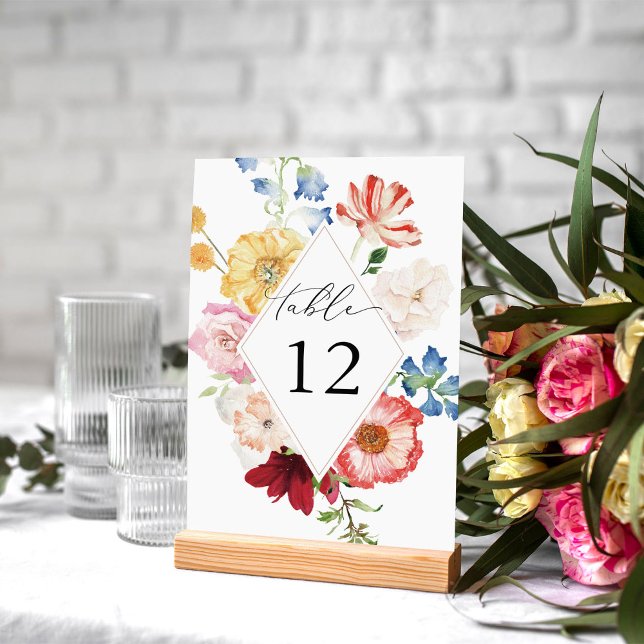 Spring Multi Colour Florals Table Number (Creator Uploaded)