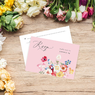 Spring Multi Colour Florals w Meal RSVP - Pink