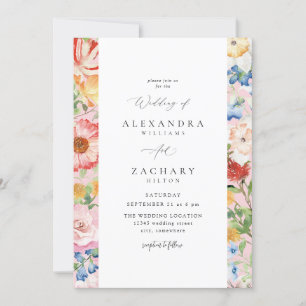Spring Multi Colour Florals Wedding 4 Invitation