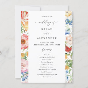Spring Multi Colour Florals Wedding Program