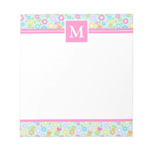 Spring Multi Colour Flowers Monogram Notepad