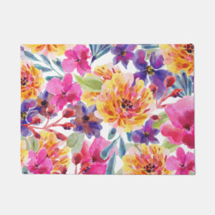 Spring Multicolor watercolor floral bloom Doormat
