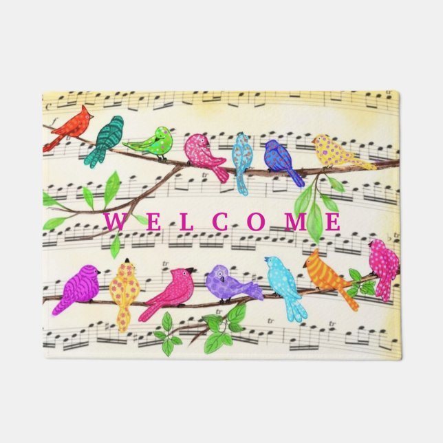 Spring Musical Birds Doormat (Front)