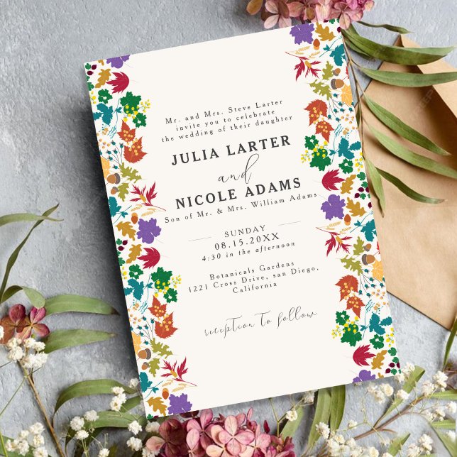 Spring Mustard Purple Meadow Flower Photo Wedding Invitation (Creator Uploaded)