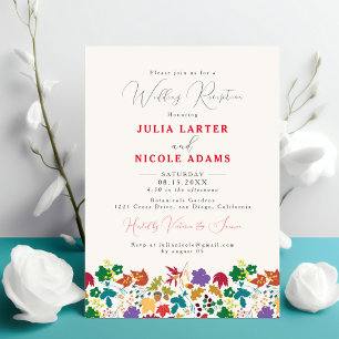 Spring Mustard Purple Meadow Wedding Reception Invitation