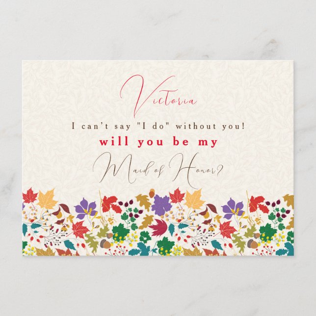 Spring Mustard Yellow Purple Flower BridesmaidCard Menu (Front)