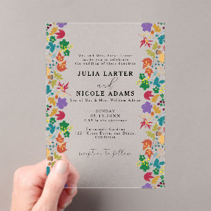 Spring Mustard Yellow Purple Meadow Flower Wedding Acrylic Invitations