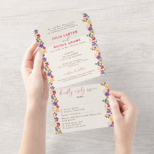 Spring Mustard Yellow Purple Meadow Flower Wedding All In One Invitation