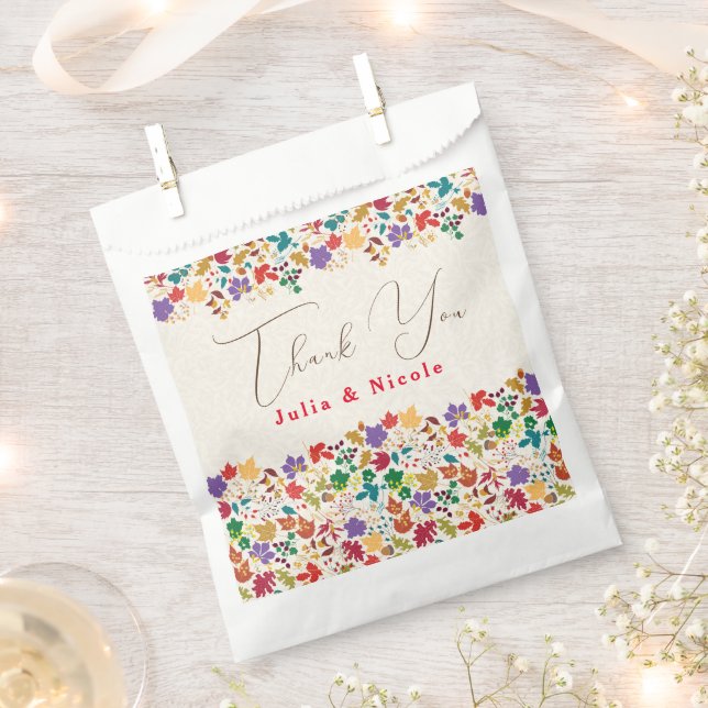 Spring Mustard Yellow Purple Meadow Flower Wedding Favour Bag (Clipped)