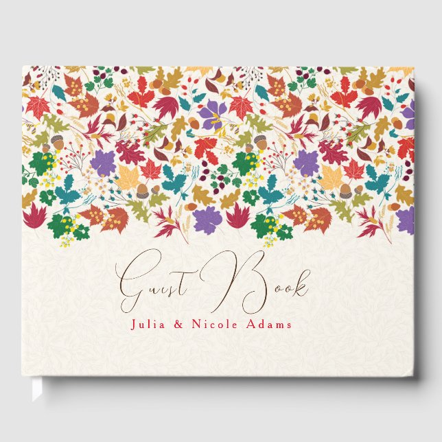 Spring Mustard Yellow Purple Meadow Flower Wedding Guest Book (Front)