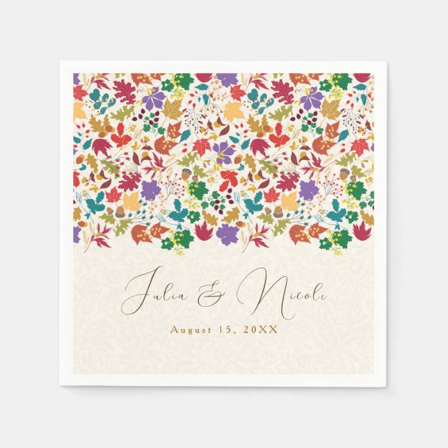 Spring Mustard Yellow Purple Meadow Flower Wedding Napkin (Front)