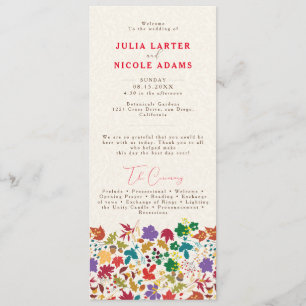 Spring Mustard Yellow Purple Meadow Flower Wedding Program