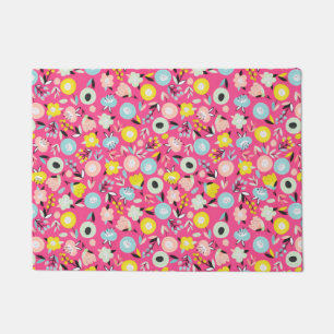 Spring Natural Pink Wildflower Watercolor Doormat