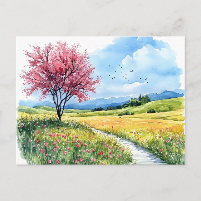 Spring Nature Blossom Postcard Watercolor (Front)