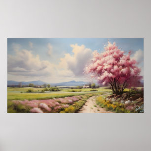 Spring nature landscape poster