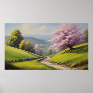 Spring nature landscape poster