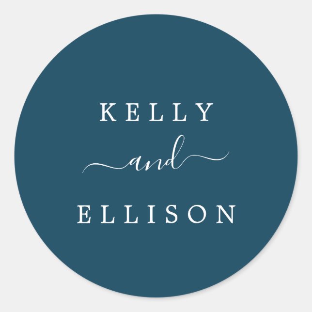 Spring Navy Blue and White Wedding Envelope Seals (Front)