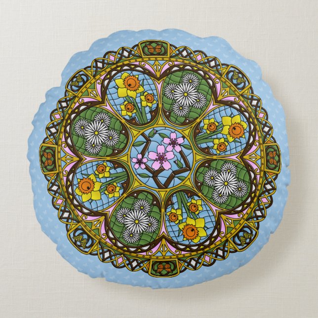 Spring Nouveau Round Pillow (Front)