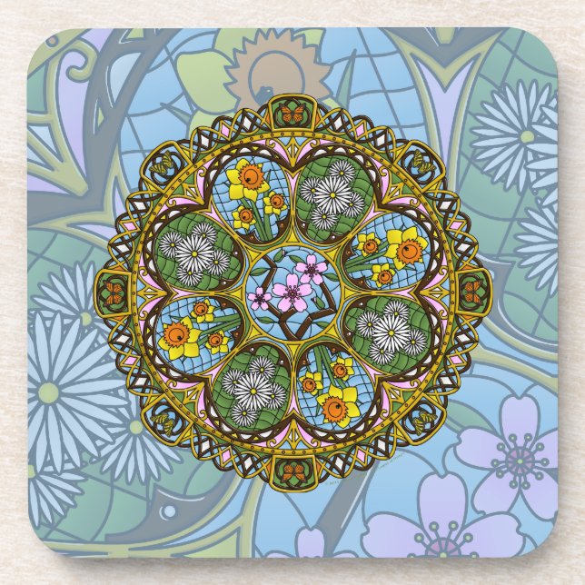 Spring Nouveau Square Coaster (Front)
