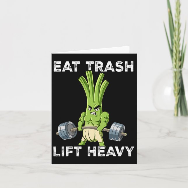 Spring Onion Gym Weight Training Eat Trash Lift He Card (Front)