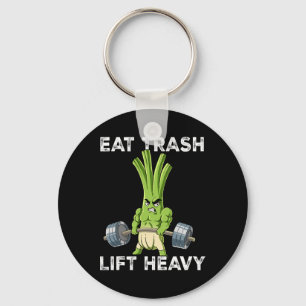 Spring Onion Gym Weight Training Eat Trash Lift He Keychain