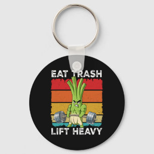Spring Onion Gym Weight Training Eat Trash Lift He Keychain