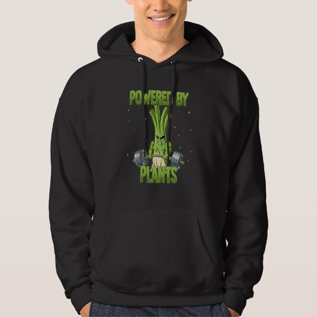 Spring Onion Gym Weight Training Powered By Plants Hoodie (Front)