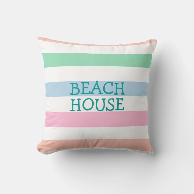 Spring or Summer Beach House Throw Pillow (Front)