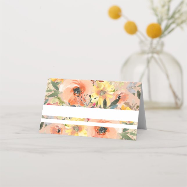 Spring Orange Floral Wedding Place card (Front)