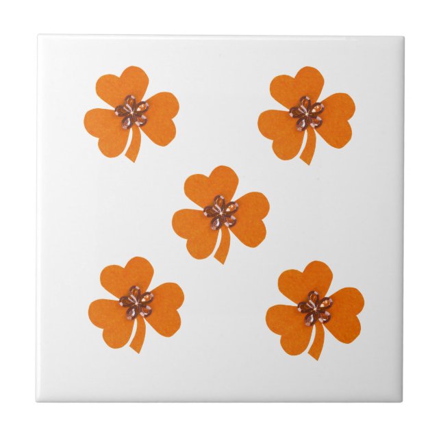 Spring orange, orange clovers for kitchen tile (Front)