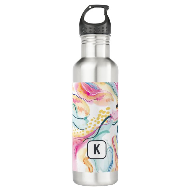 Spring organic texture with flowing wavy shapes 710 ml water bottle (Front)