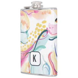 Spring organic texture with flowing wavy shapes hip flask
