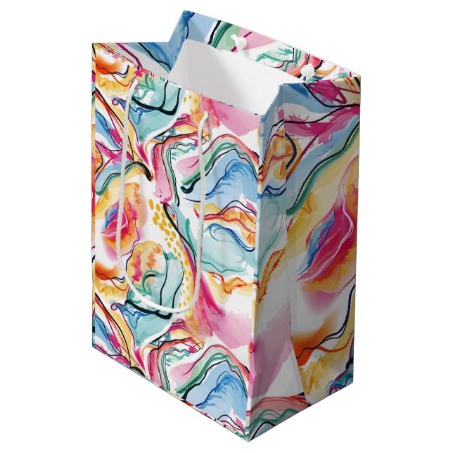 Spring organic texture with flowing wavy shapes medium gift bag (Front Angled)